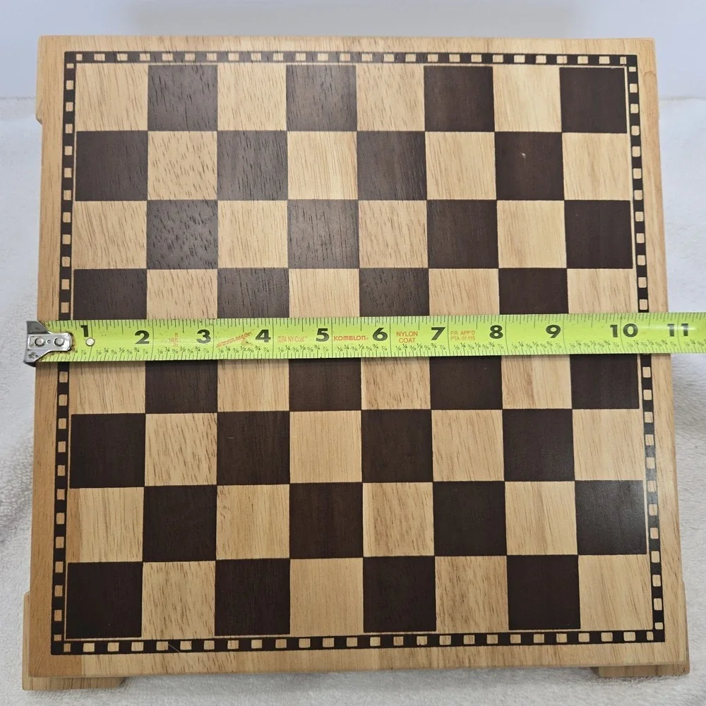 Vintage Unbranded Wooden Checker Board Footed Brown Off The Counter Lifted Tray